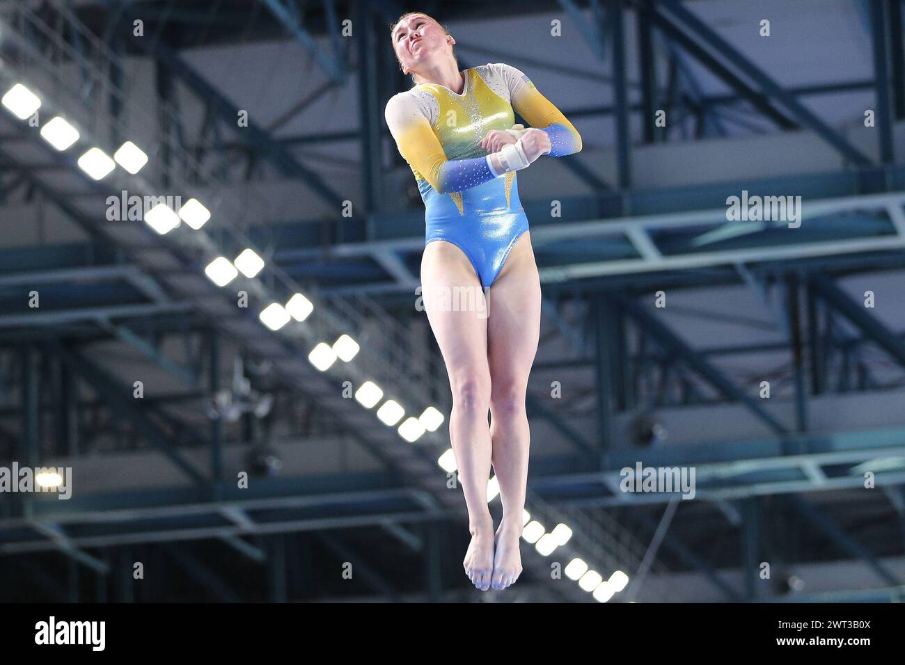 Yana Fedorova aus der Ukraine während des Wettbewerbs der letzten Stadien der künstlerischen Gymnastik, für die Spezialität des Gewölbes, an der Universiade 2019 in Stockfoto