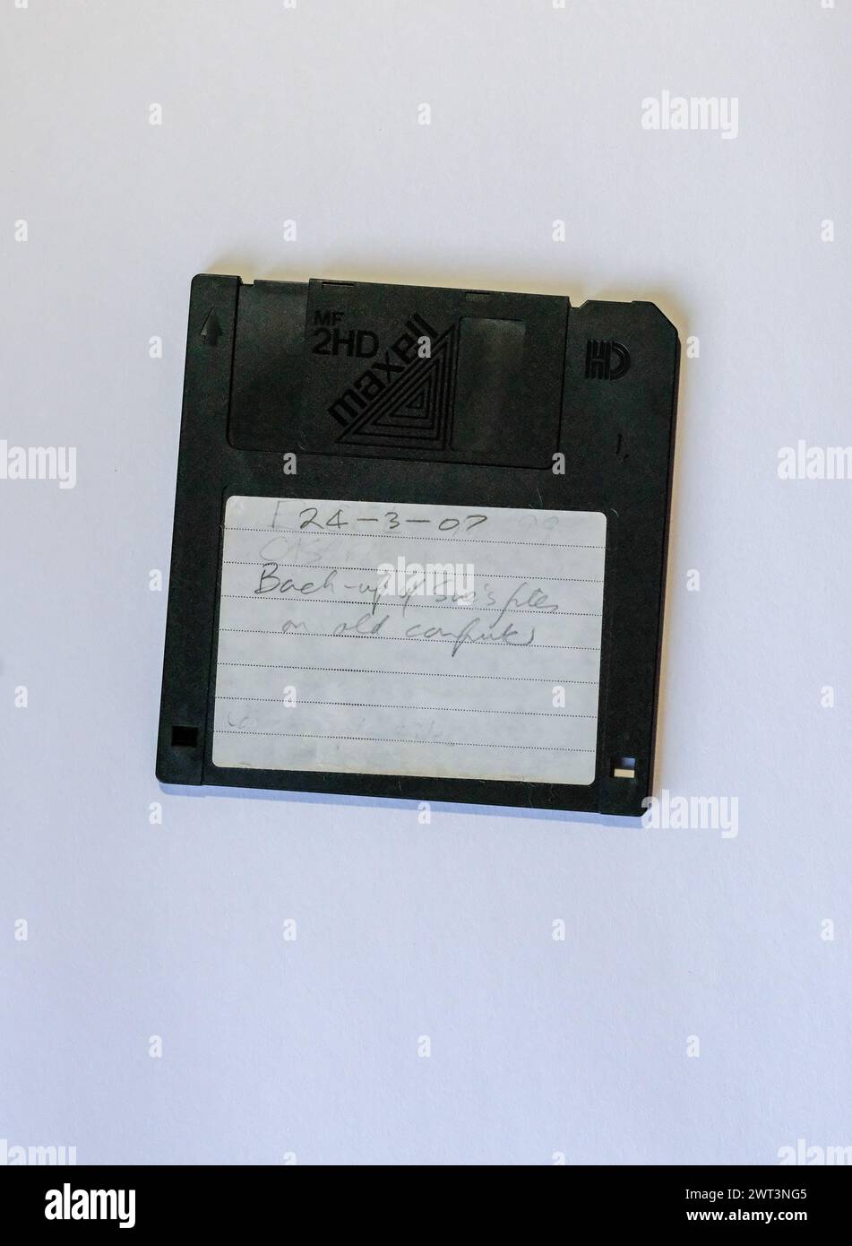 Disketten, die in den 1980er und 1990er Jahren für die Speicherung und Sicherung von Dateien auf Heim- und Business-PCs verwendet wurden Stockfoto