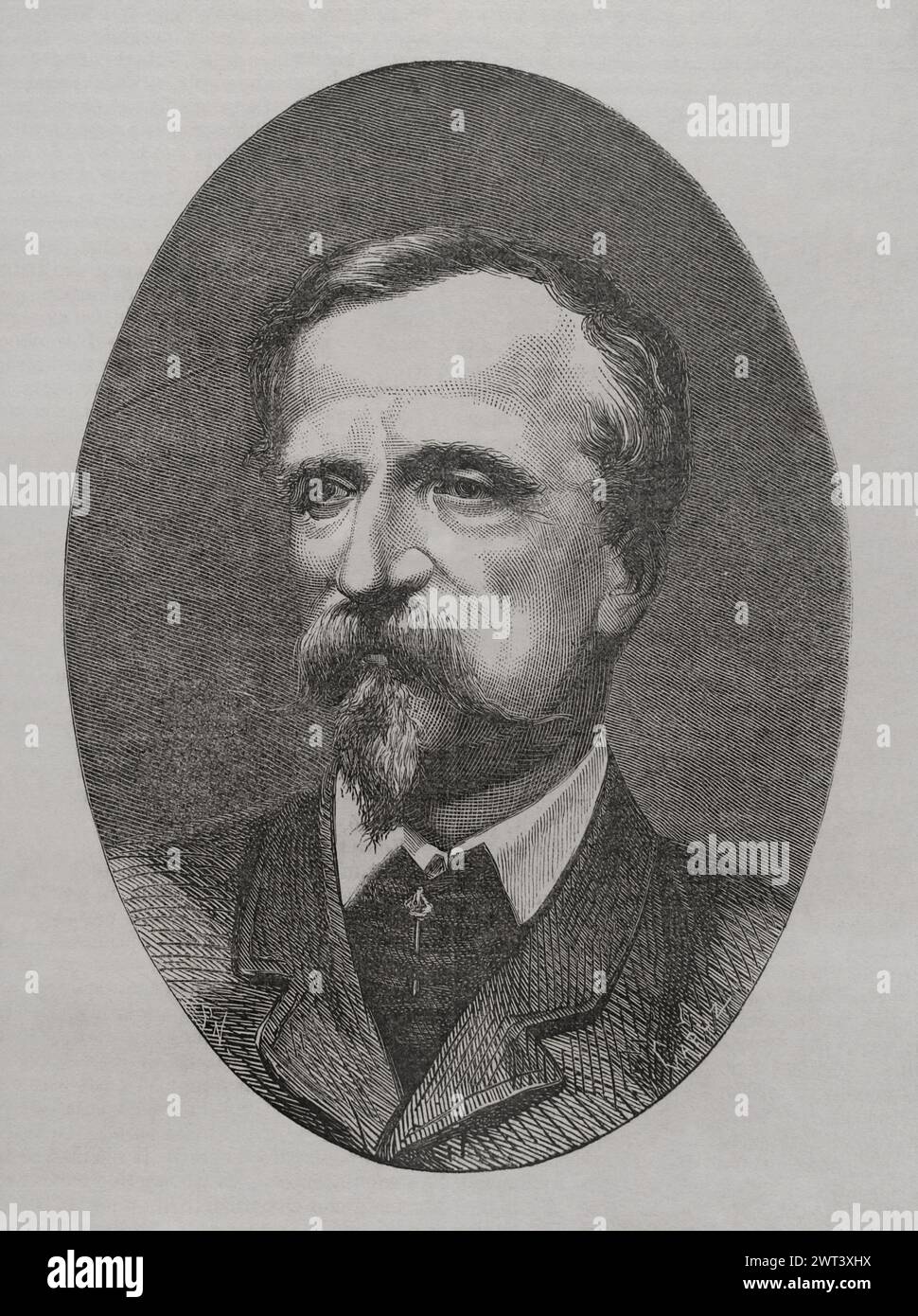 Henry d'Orléans (1822-1897). Herzog von Aumale. Französischer Prinz des Hauses Orleans, Sohn von König Louis-Philippe I. Portrait. Gravur von Capuz. Historia de la Guerra de Francia y Prusia (Geschichte des Krieges zwischen Frankreich und Preußen). Band II Veröffentlicht in Barcelona, 1871. Autor: Tomás Carlos Capuz (1834-1899). Spanischer Stecher. Stockfoto