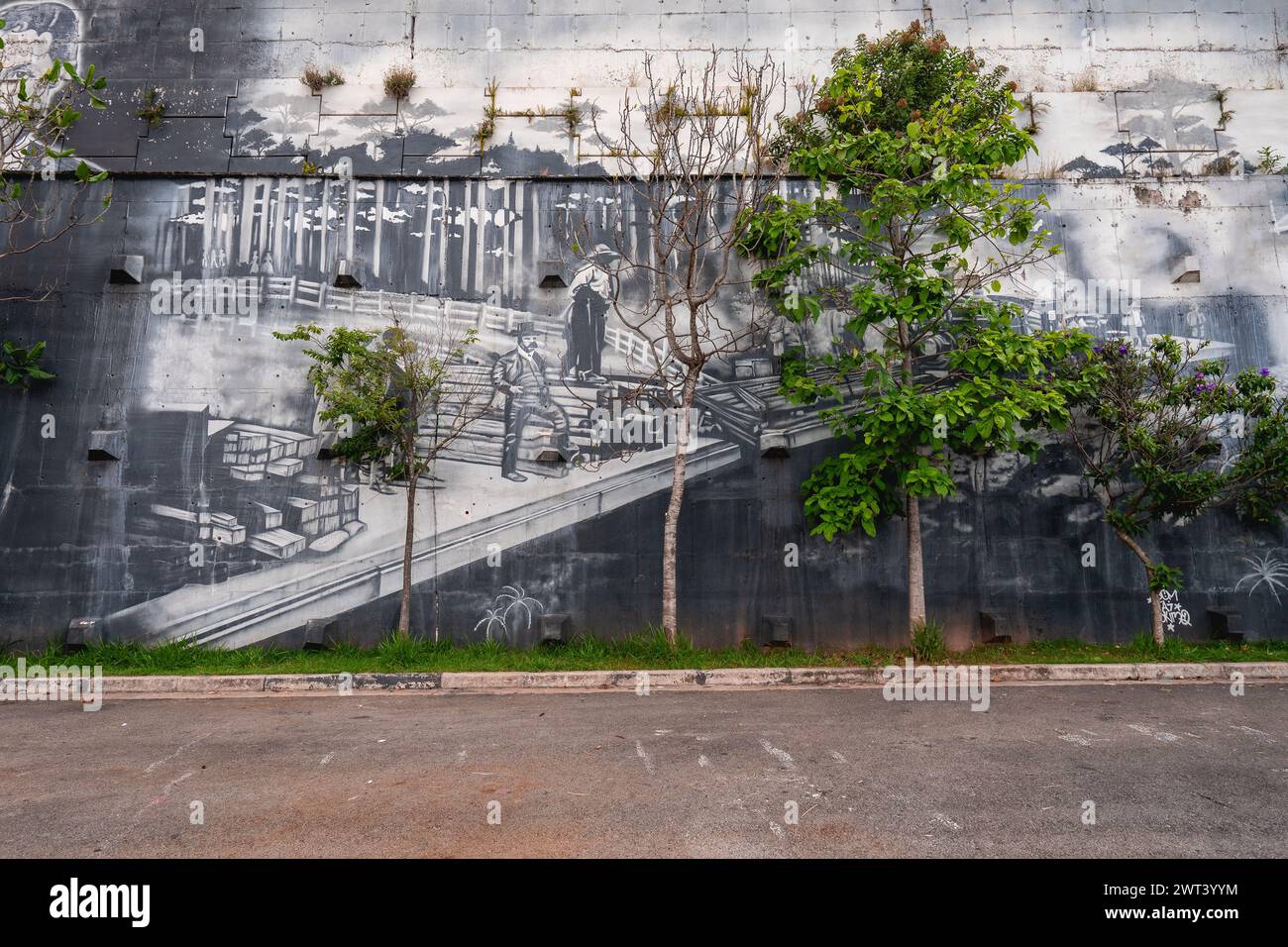 Wunderschöne Wandkunst am Corinthians Stadium. São Paulo, Brasilien. März 2024. Stockfoto