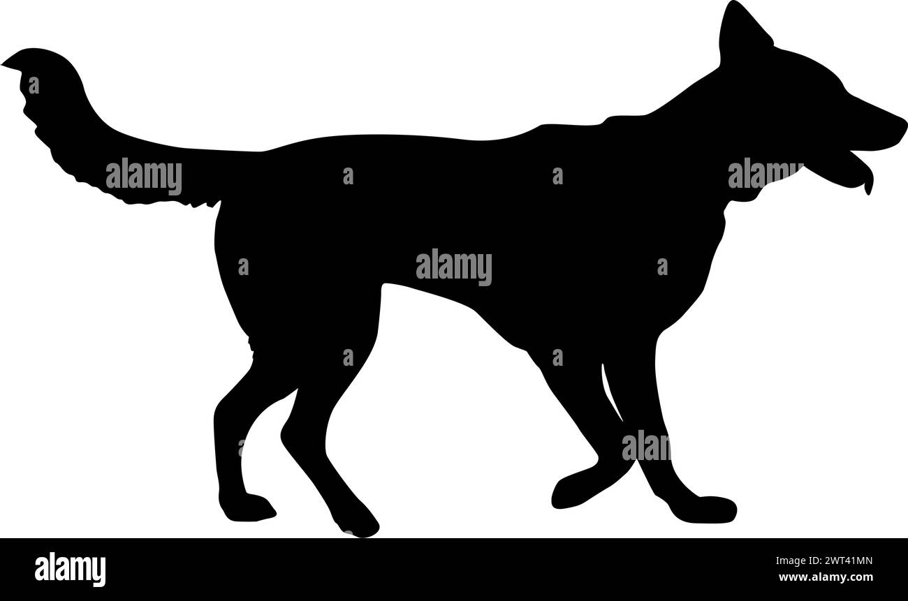 Schwarze Silhouette von Hunden auf weißem Hintergrund. Stock Vektor