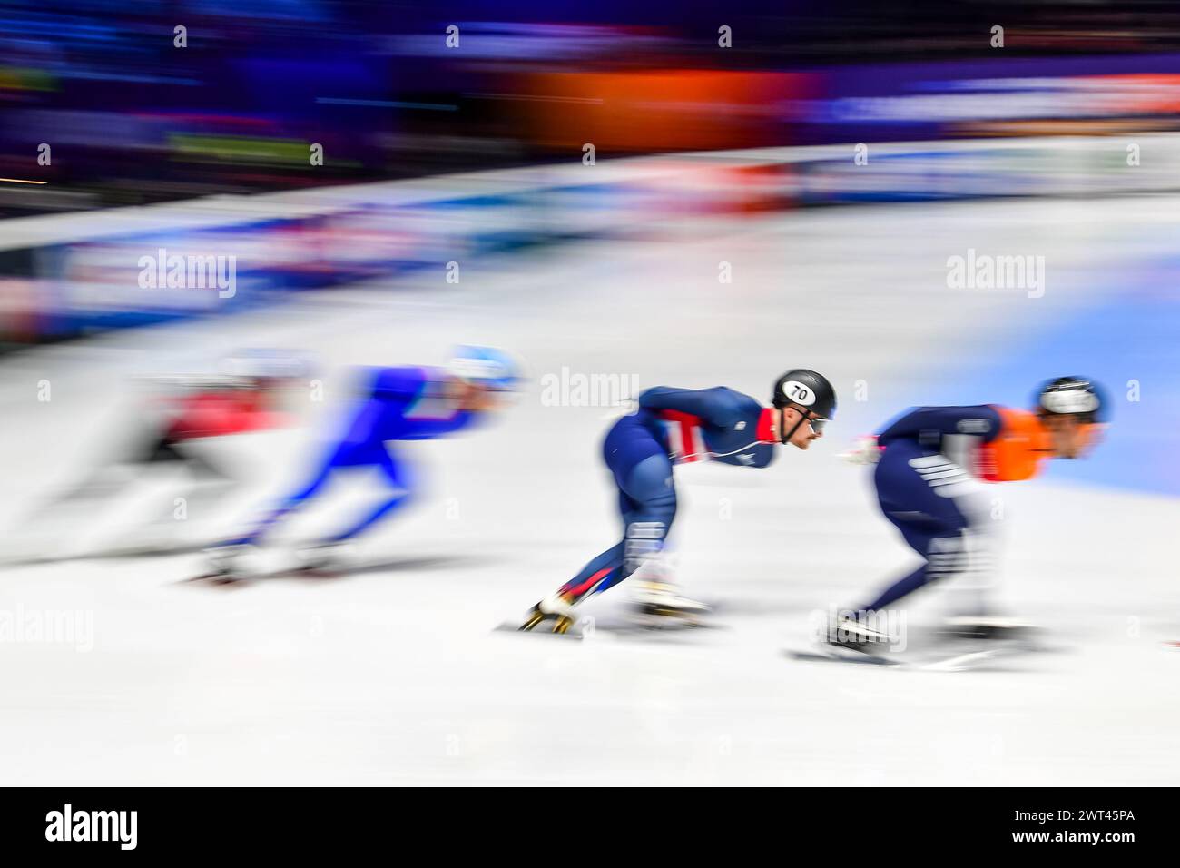 RICHES Peter GBR während der World Short Track Speed Skating Championship in Rotterdam am 15. März 2024. Foto von Phil Hutchinson. Nur redaktionelle Verwendung, Lizenz für kommerzielle Nutzung erforderlich. Keine Verwendung bei Wetten, Spielen oder Publikationen eines einzelnen Clubs/einer Liga/eines Spielers. Quelle: UK Sports Pics Ltd/Alamy Live News Stockfoto