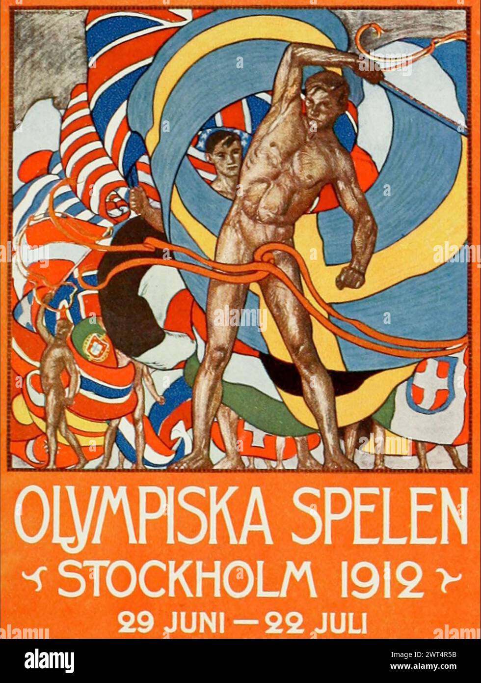 Poster DER OLYMPISCHEN SOMMERSPIELE 1912 für die Veranstaltung in Stockholm. Stockfoto