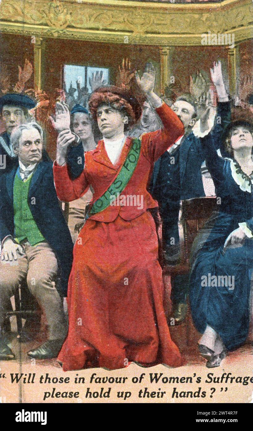 ENGLISCHE ANTI-SUFFRAGETTE-POSTKARTE UM 1906 Stockfoto