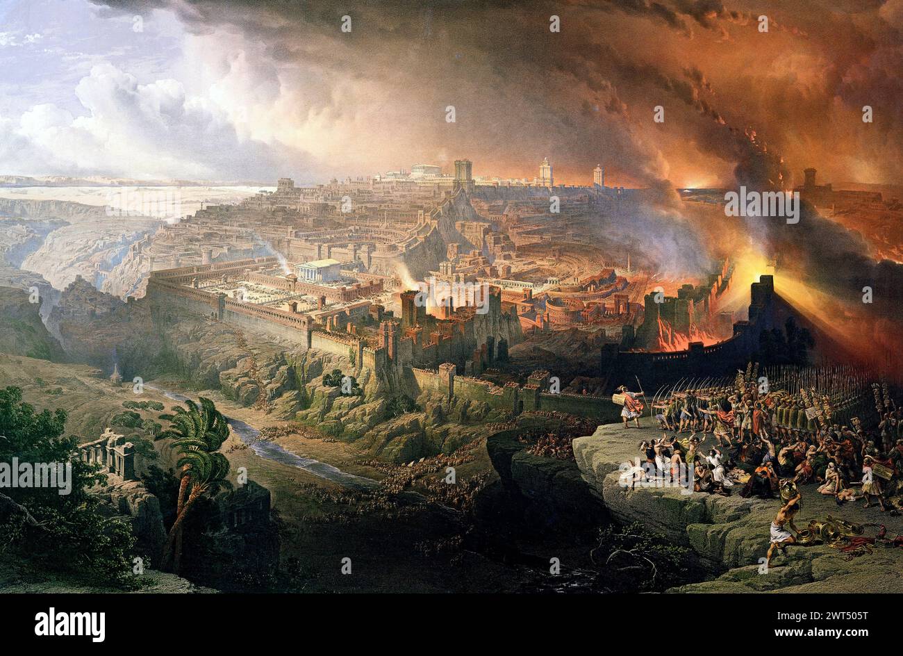Die Belagerung und Zerstörung Jerusalems durch die Römer unter dem Kommando von Titus, 70 n. Chr. - David Roberts Stockfoto