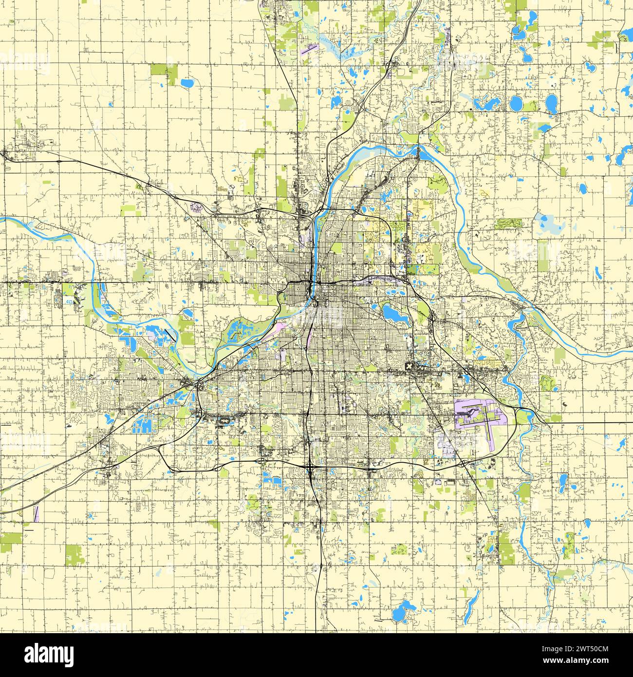 Karte von Grand Rapids, Michigan, USA Stock Vektor