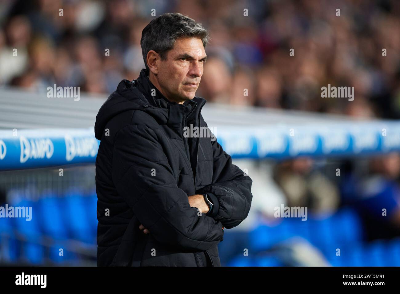 Cadiz CF-Cheftrainer Mauricio Pellegrino sieht beim LaLiga EA Sports Match zwischen Real Sociedad und Cadiz CF im reale Arena Stadium am 15. März 2024 in San Sebastian, Spanien. Quelle: Cesar Ortiz Gonzalez/Alamy Live News Stockfoto