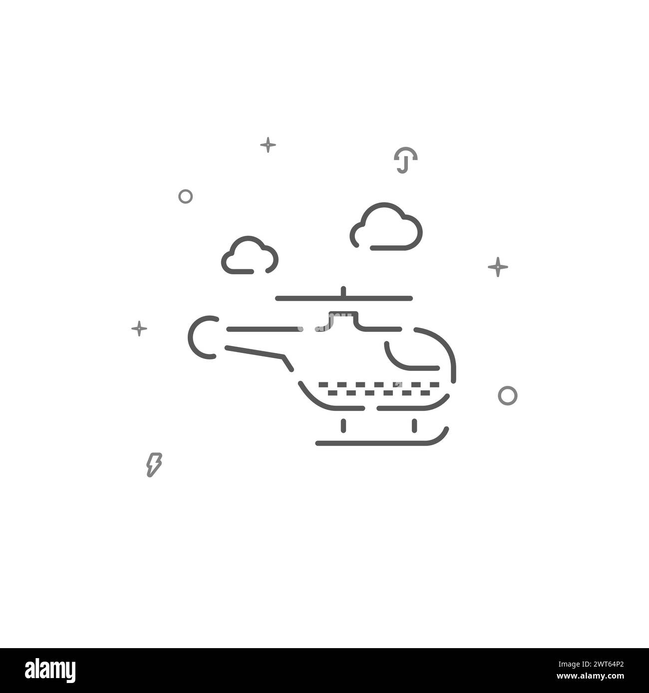 Helikopter Taxi einfaches Vektorliniensymbol. Symbol, Piktogramm, Schild isoliert auf weißem Hintergrund. Bearbeitbare Kontur. Linienstärke anpassen. Stock Vektor