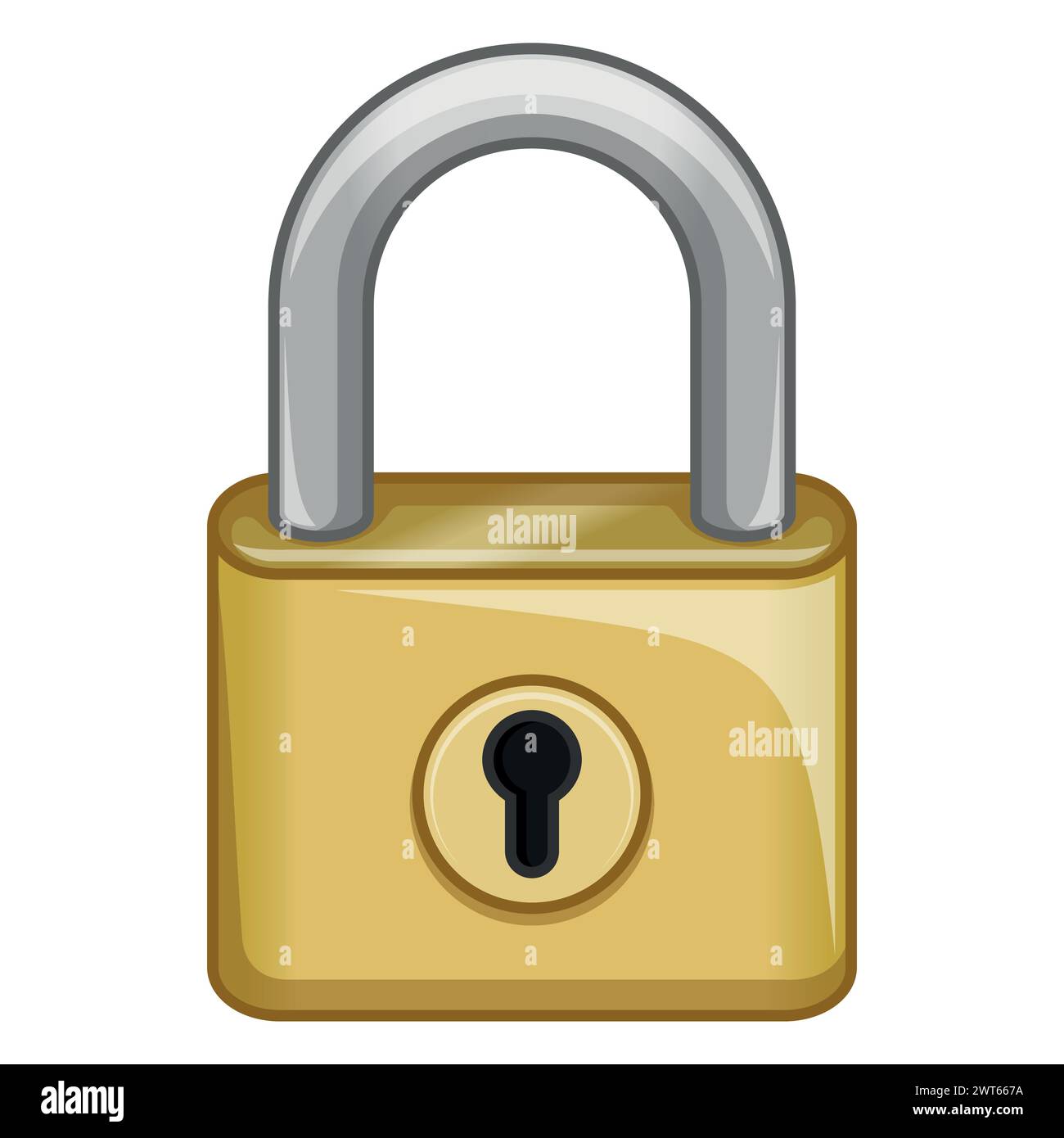 Vektor-Design von Metall-Vorhängeschloss für persönliche Sicherheit, Vorhängeschloss für Schlosser Stock Vektor
