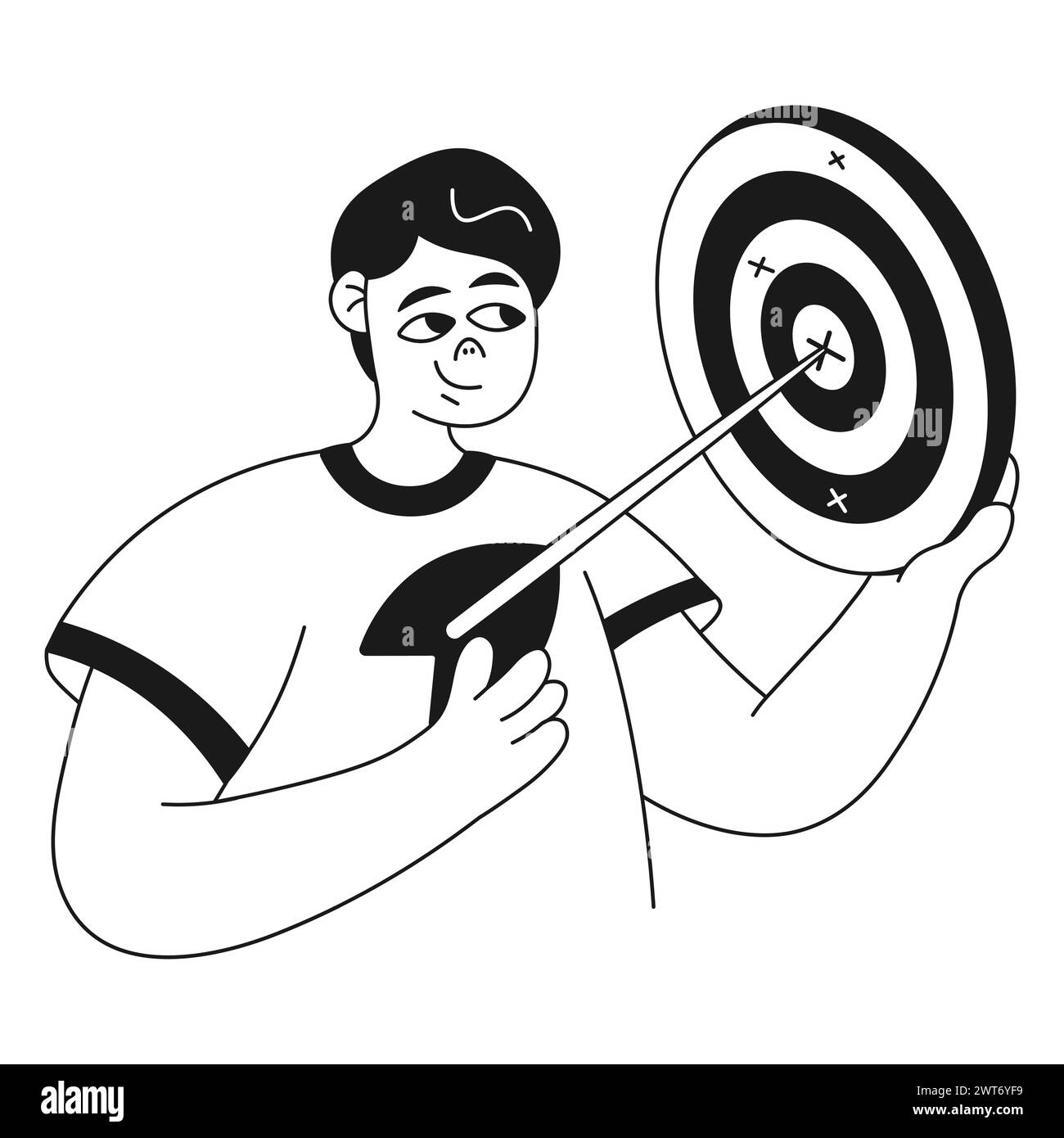 Digitale Geschäftsdarstellung eines Mannes, der sein Ziel erreicht Stock Vektor