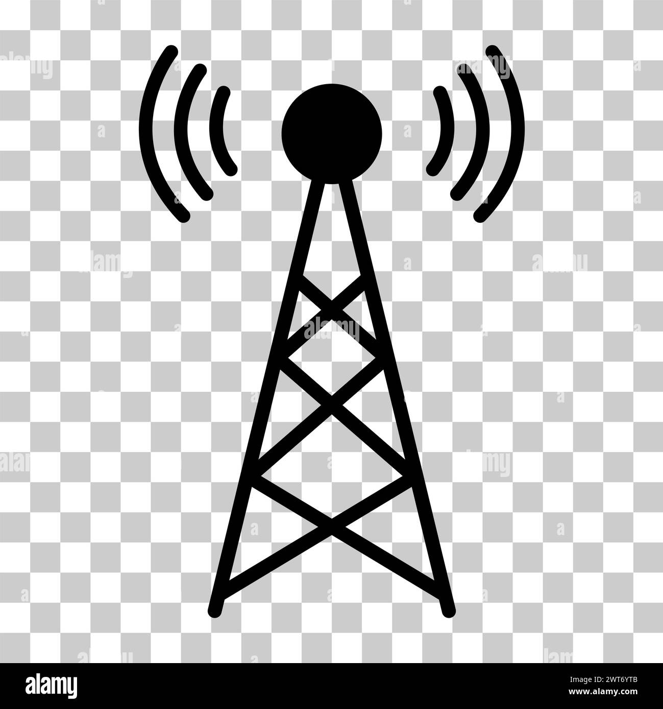 Signalturm-Symbol, Wireless-Technologie-Netzwerkschild, Vektordarstellung des Antennenwellenfunks. Stock Vektor