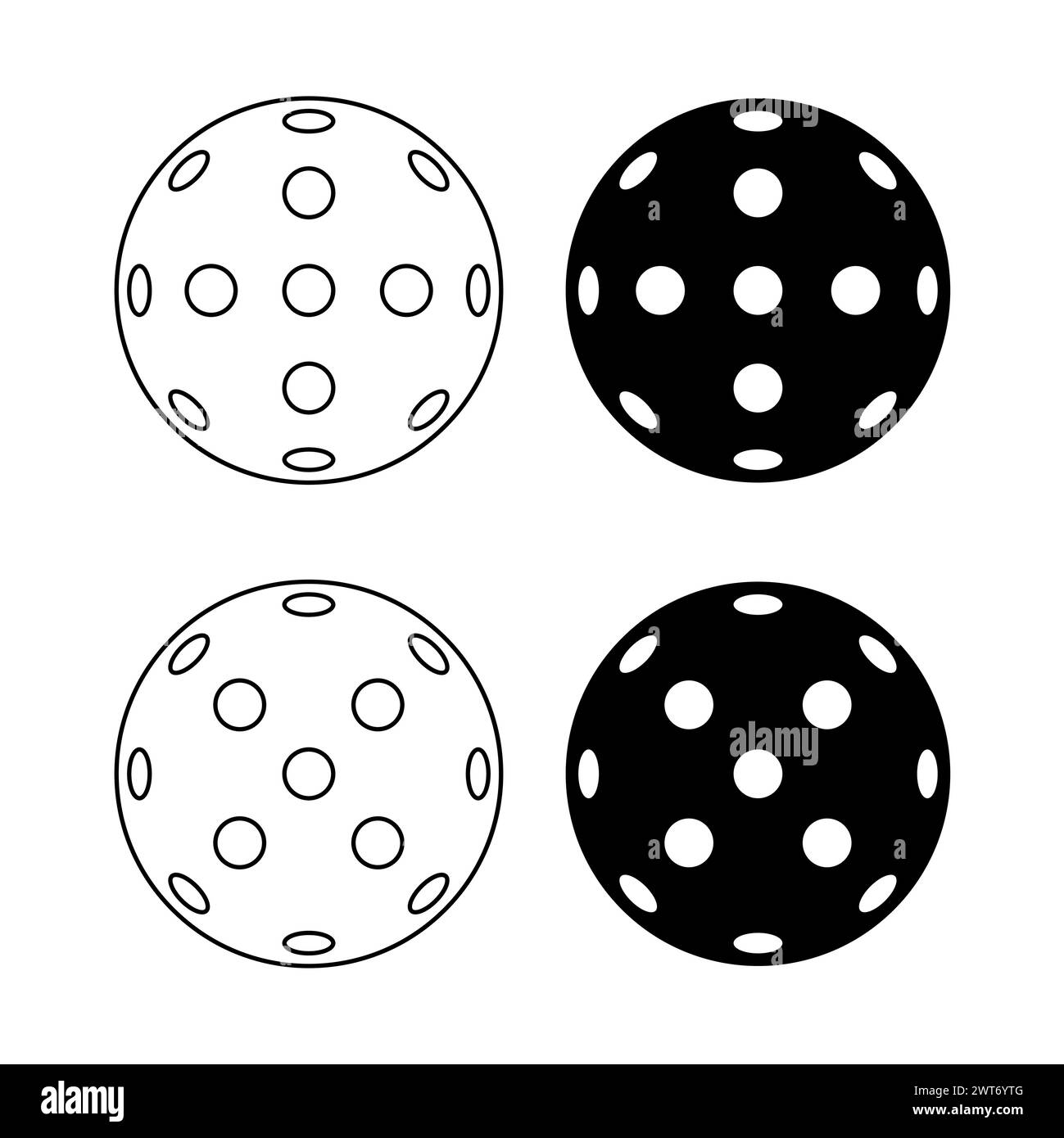 Set von Pickleball Racket Sport, Indoor Ball Paddle Symbol, Web Flat Symbol Vektor . Stock Vektor