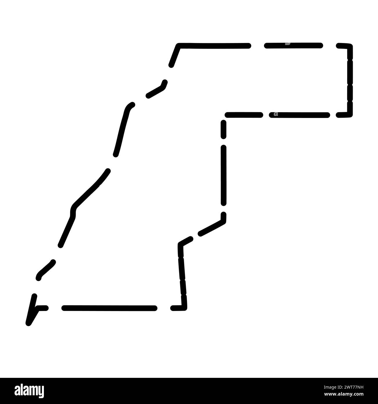 Vereinfachte Karte für das Land der Westsahara. Schwarze gebrochene Kontur auf weißem Hintergrund. Einfaches Vektorsymbol Stock Vektor