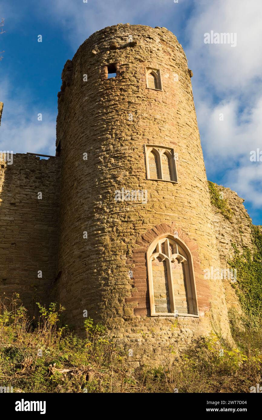 Mortimer's Tower of Ludlow Castle. Ludlow, Shropshire, England. November. Stockfoto