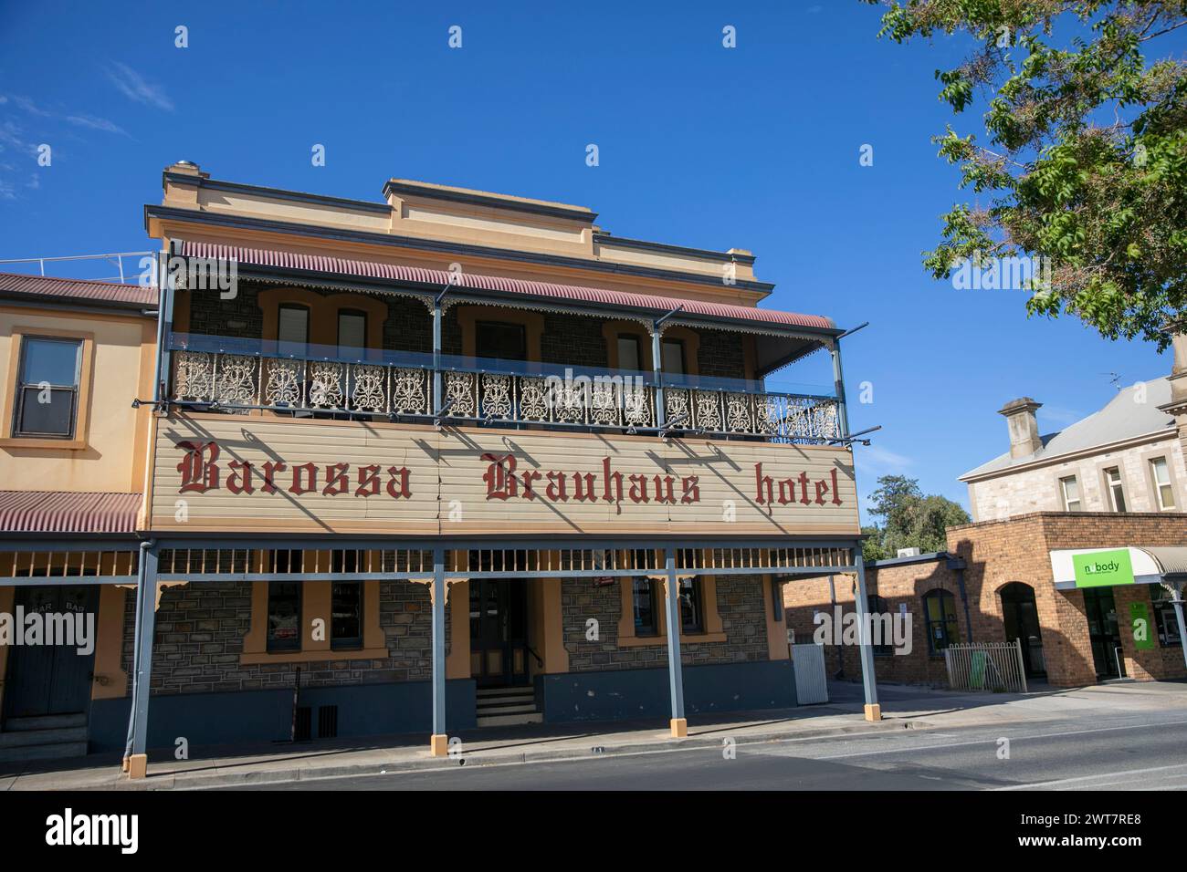 Barossa Brauhaus Hotel in Angaston, Barossa Valley, ein traditioneller australischer Pub und Bar mit Speisen, South Australia, 2024 Stockfoto