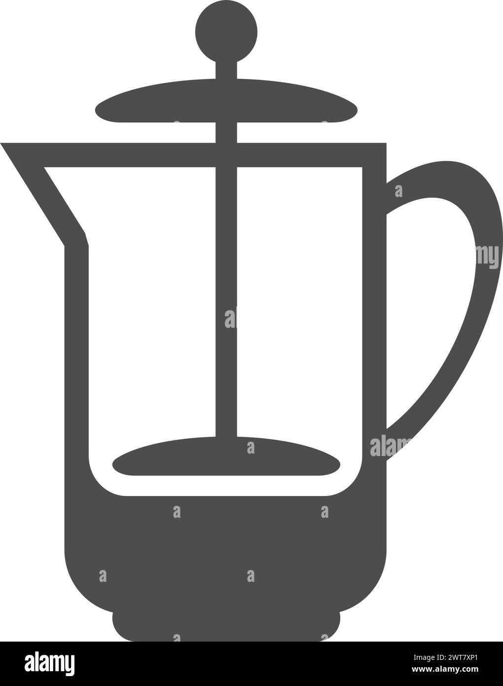 Französischer Presse-Pot. Symbol für Kaffeezubereitung, Teekanne Stock Vektor