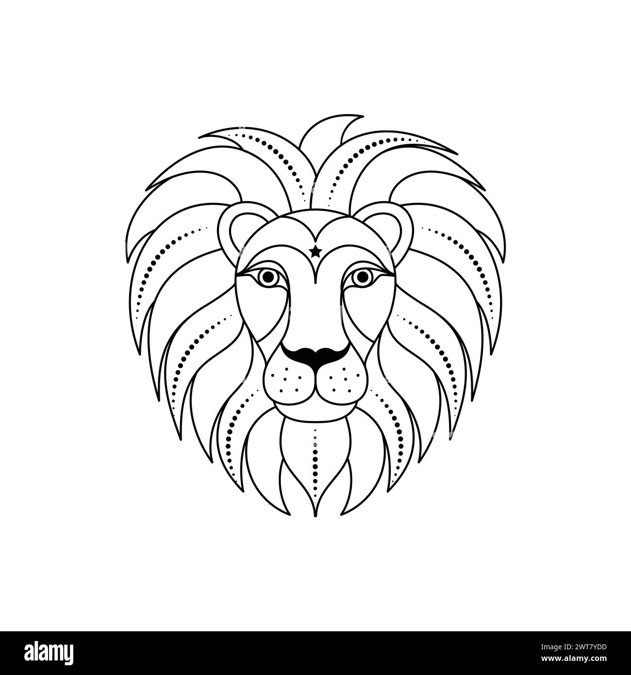 Leo-Sternzeichen in linearer Form auf weißem Hintergrund. Stock Vektor