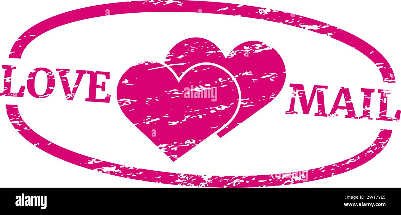 Briefmarke mit rosa Herz. Love Letter Logo Stock Vektor