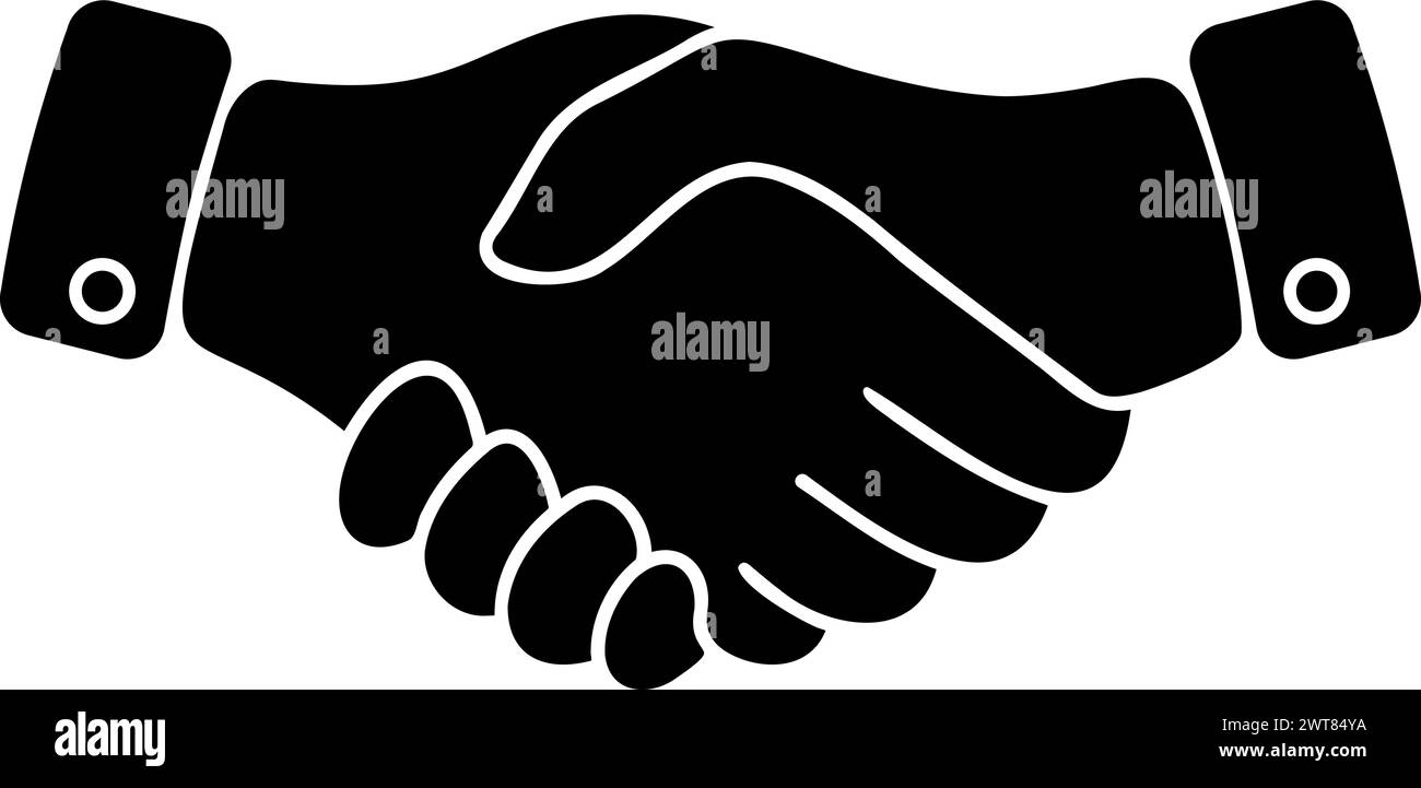 Flaches Symbol von zwei Händen in Form eines Handschlags als Konzept von Vertrauen und Partnerschaft Stock Vektor