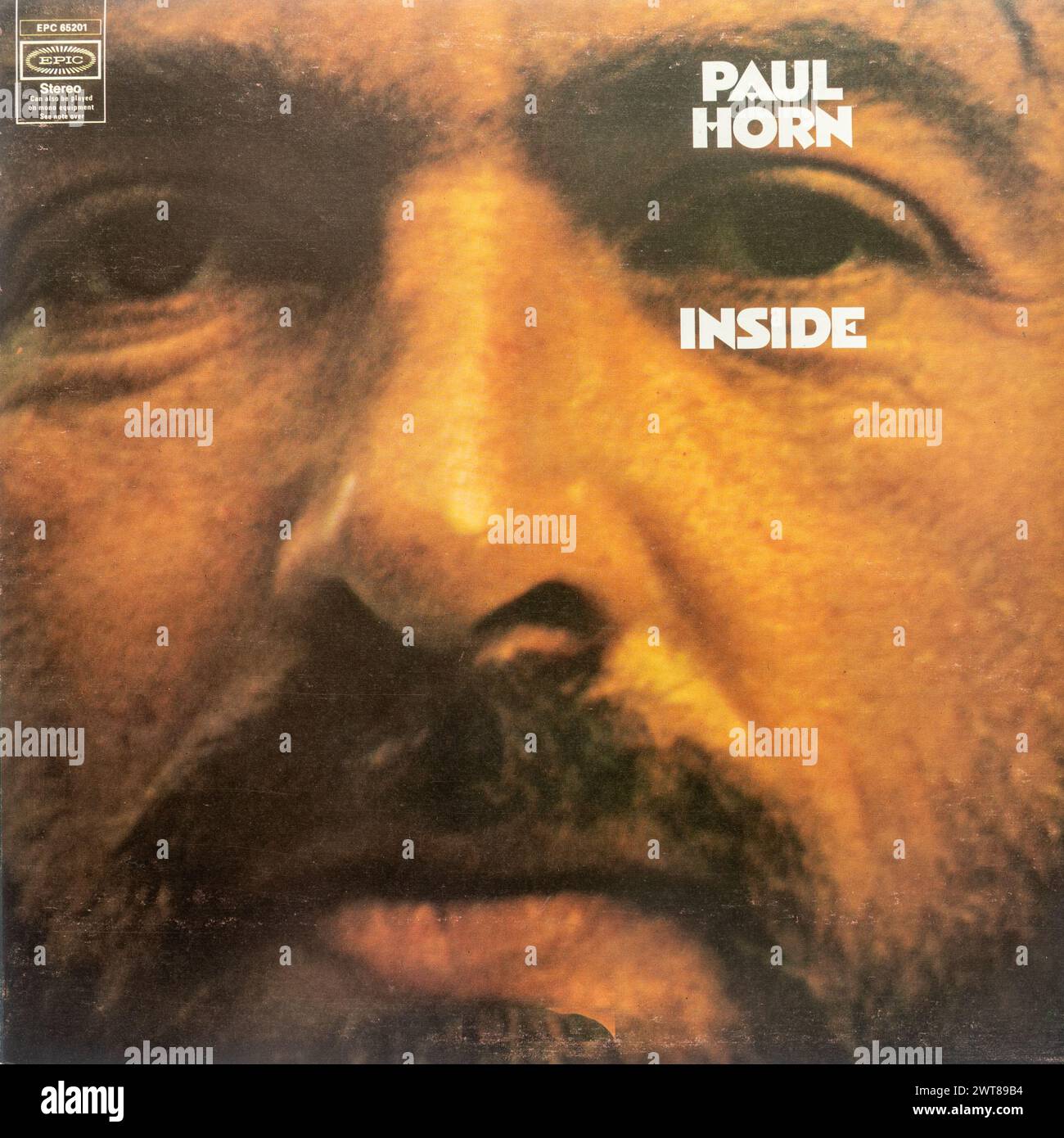 Inside by Paul Horn, Vinyl-LP-Album-Cover, Live-Album des amerikanischen Flötisten und Komponisten Stockfoto