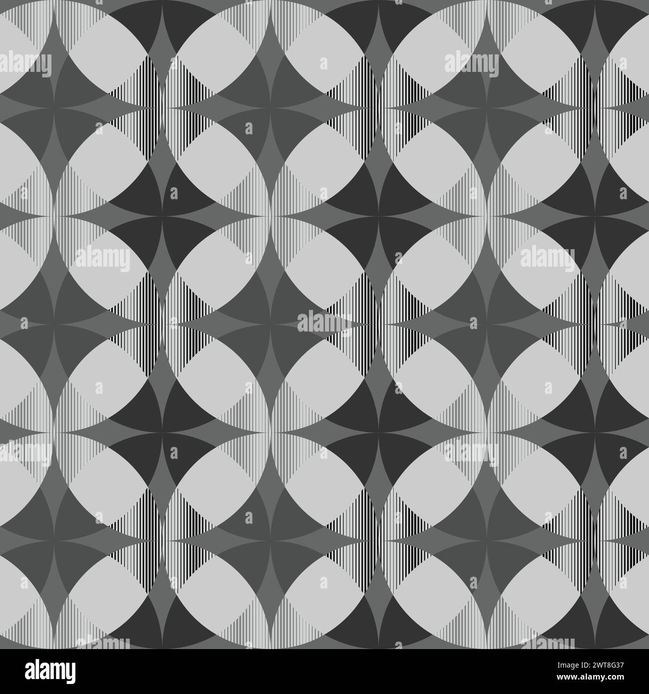 Nahtloses geometrisches Muster mit schwarzen und weißen Streifen. Unzählige ungewöhnliche Drucke. Stock Vektor