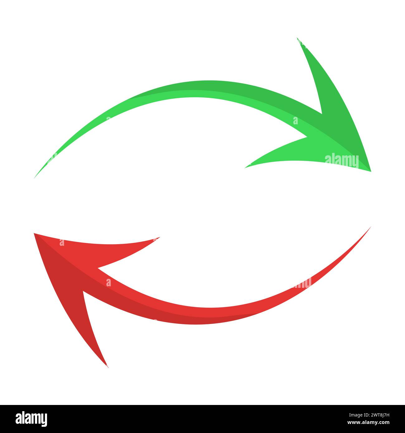 Grüne Und Rote Gekrümmte Pfeile In Form Von Vektorabbildung Recyceln Stock Vektor