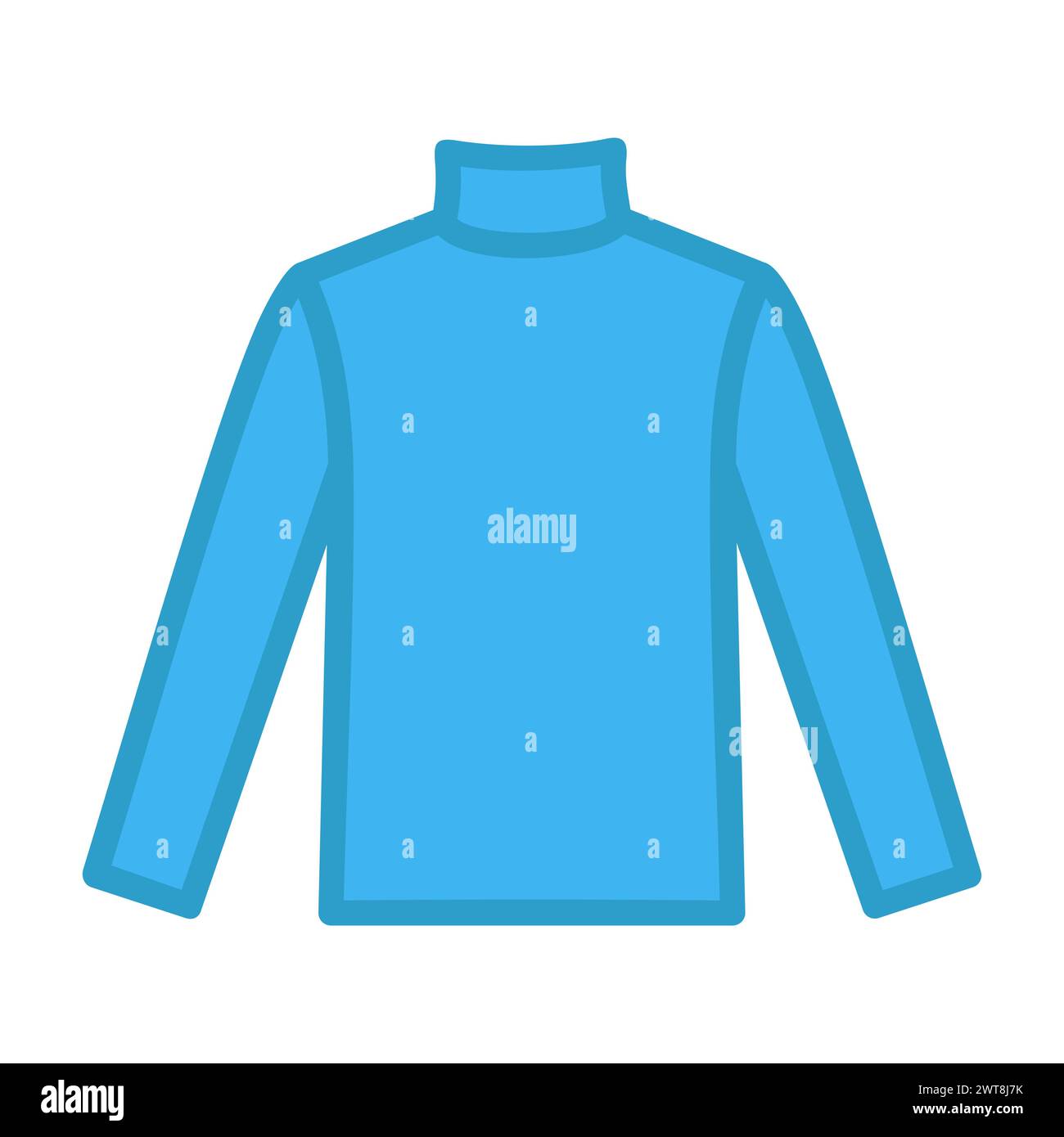 Langarm, Rollkragen, Blaues Sweatshirt, Ikone Stock Vektor