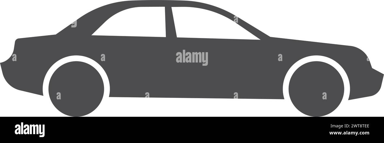 Schwarzes Symbol der Limousine. Auto-Symbol. Stadtverkehr Stock Vektor
