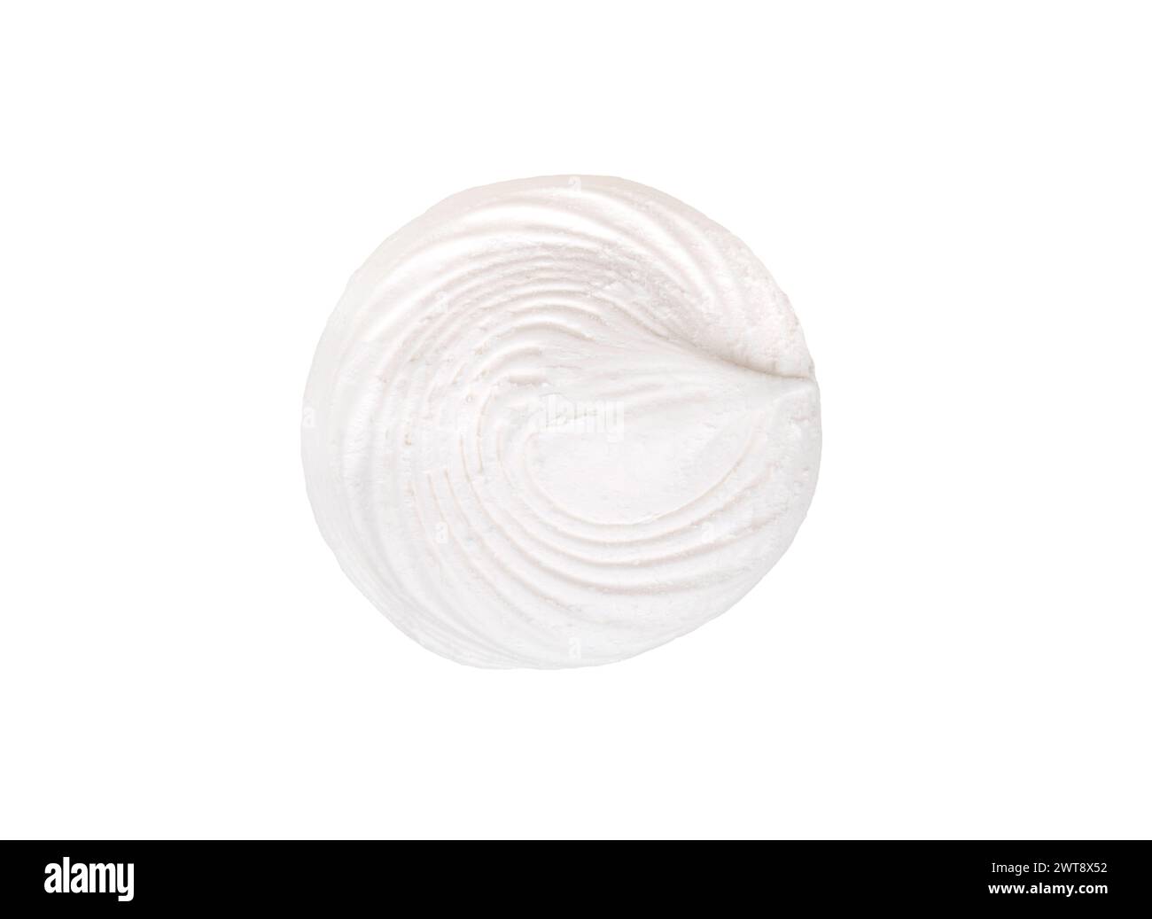 Helles großes Marshmallow isoliert auf weißem Hintergrund, Draufsicht Stockfoto