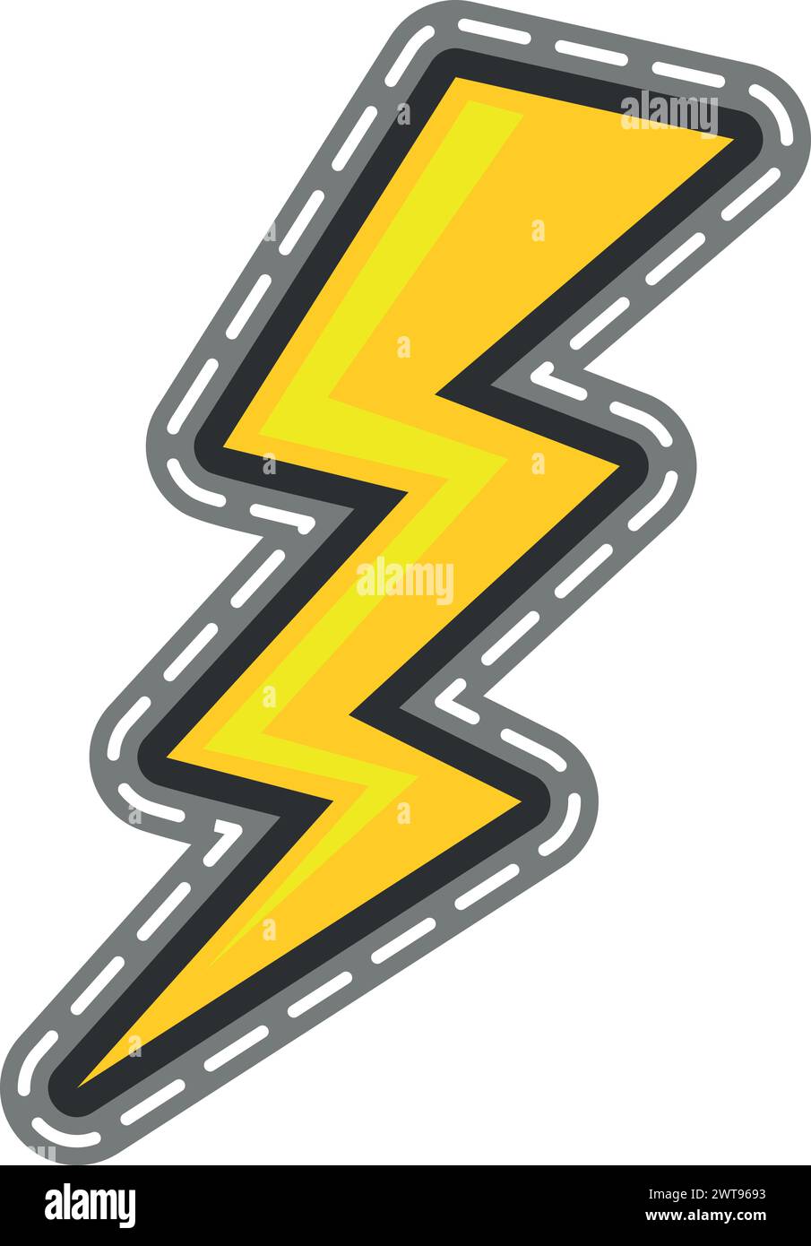 Gelbes Blitzfeld. Elektrische Energie. Gewitteraufkleber Stock Vektor
