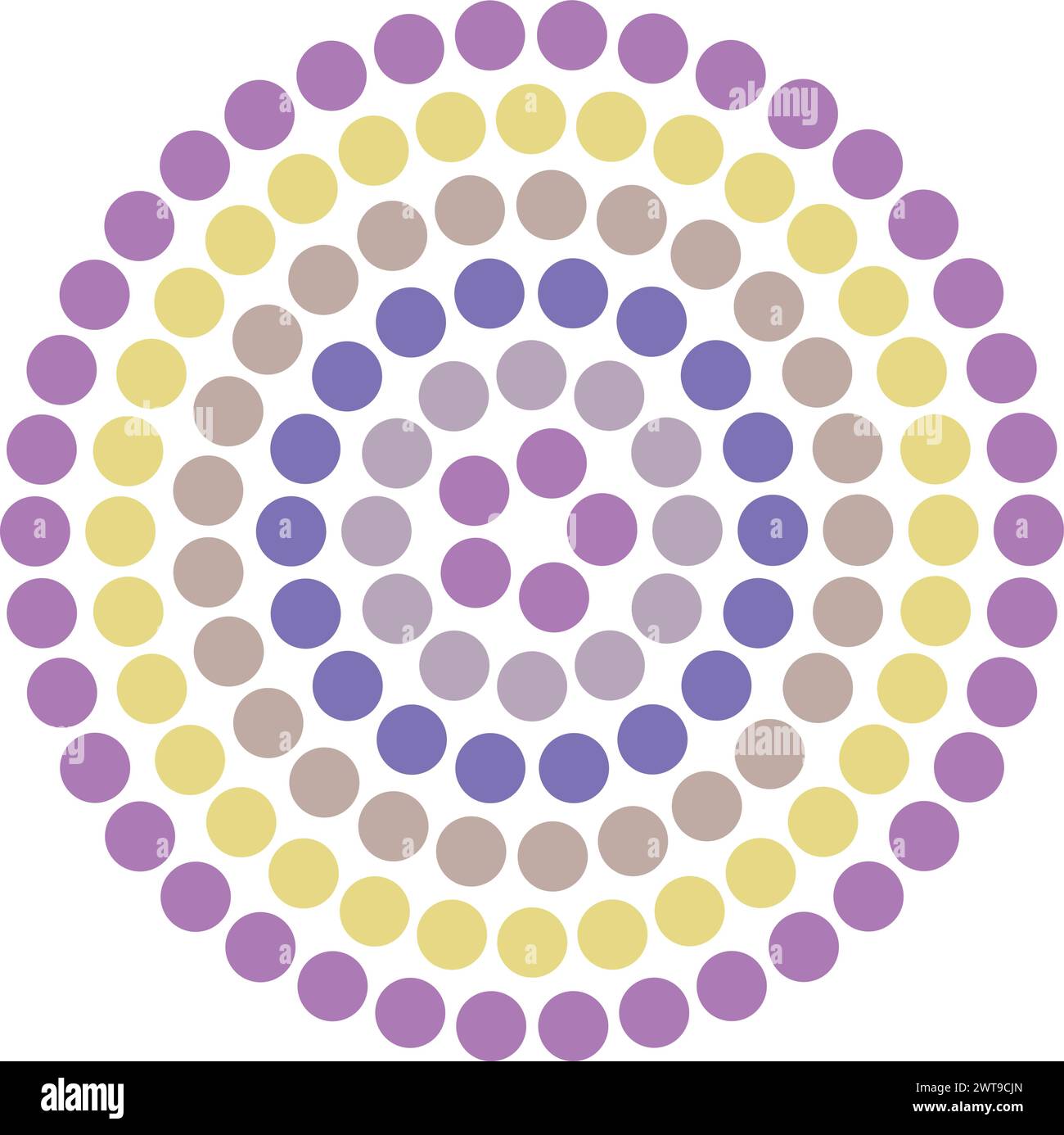 Farbmuster mit rundem Punkt. Kreisförmiges Mosaik Stock Vektor