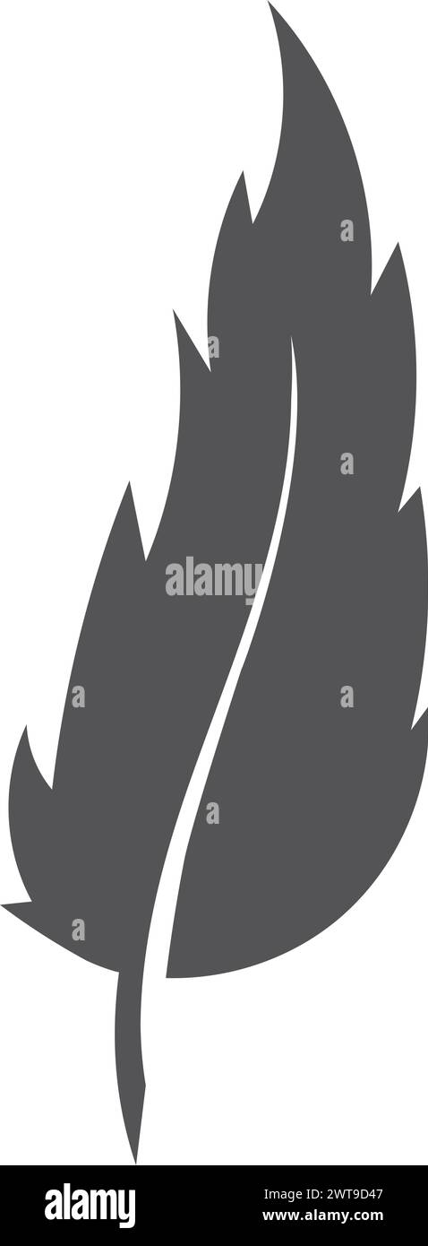 Silhouette mit schwarzer Feder. Vogelsymbol. Quill-Schild Stock Vektor