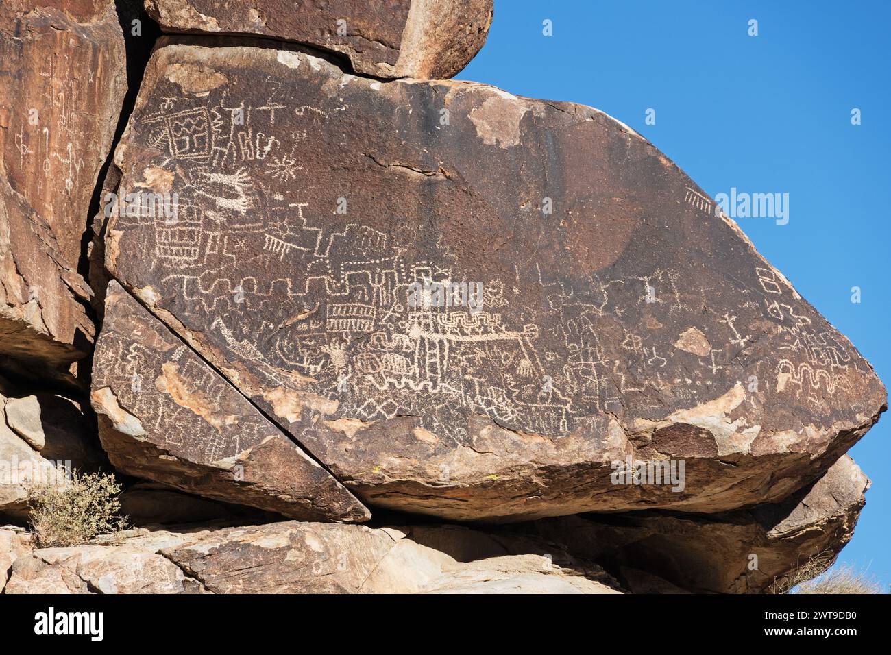Felszeichnungen im Grapevine Canyon im Süden Nevadas Stockfoto