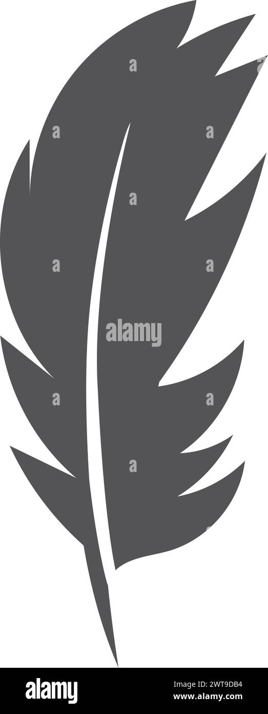 Schwarzes Quill-Symbol. Kreatives Federlogo mit Schriftzug Stock Vektor