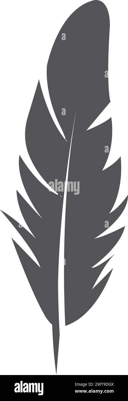 Schwarzes Symbol für Vogelfedern. Logo für Kalligrafie-Tinte Stock Vektor