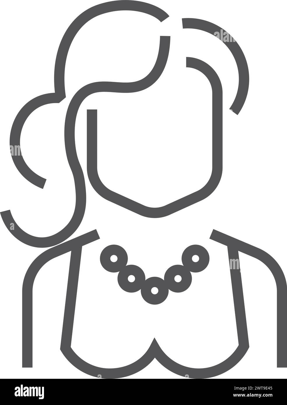 Lineares Lady-Symbol. Hübsches weibliches Kopfporträt Stock Vektor