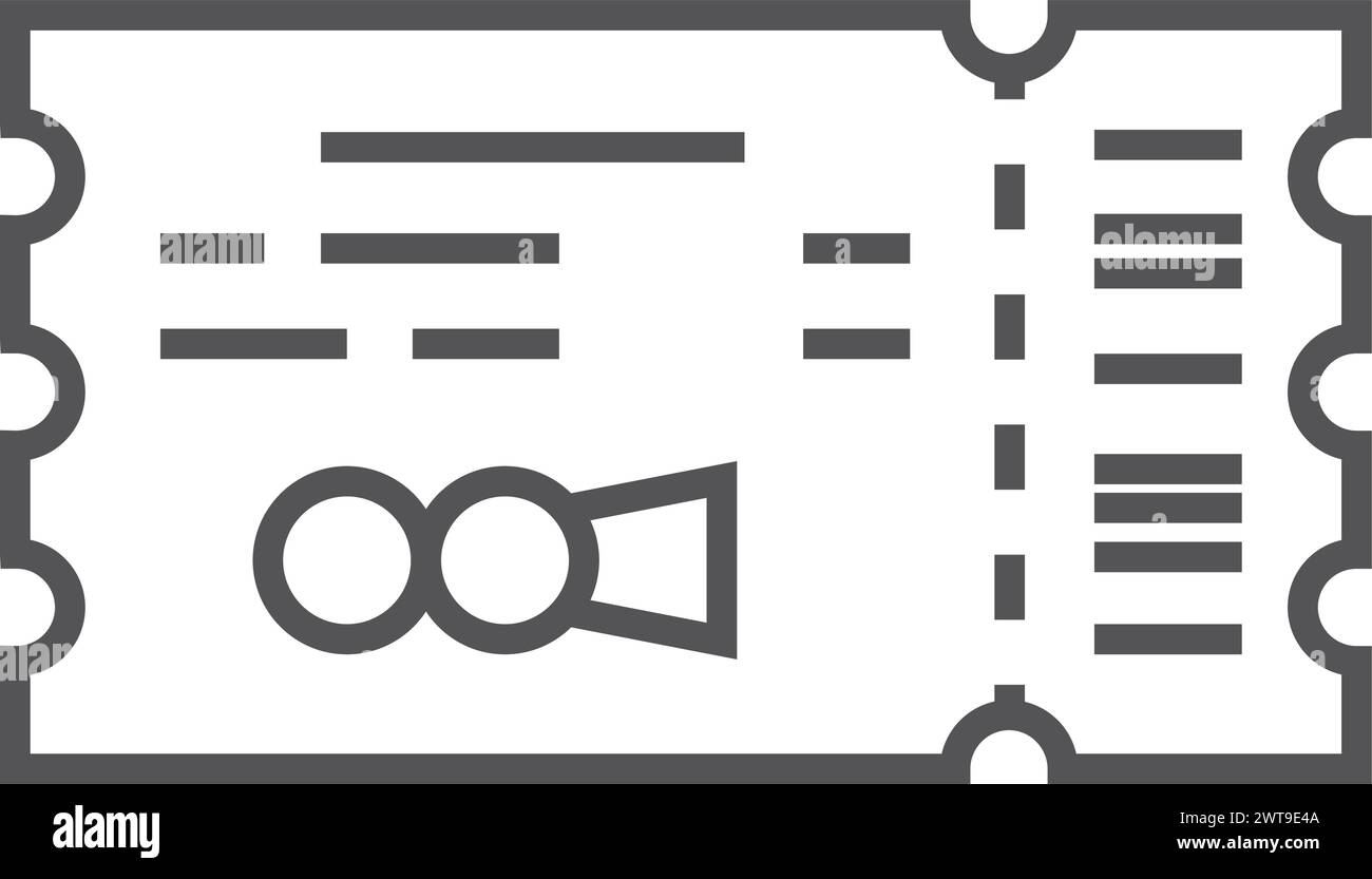 Lineares Filmticket-Symbol. Kinotheater-Pass Stock Vektor