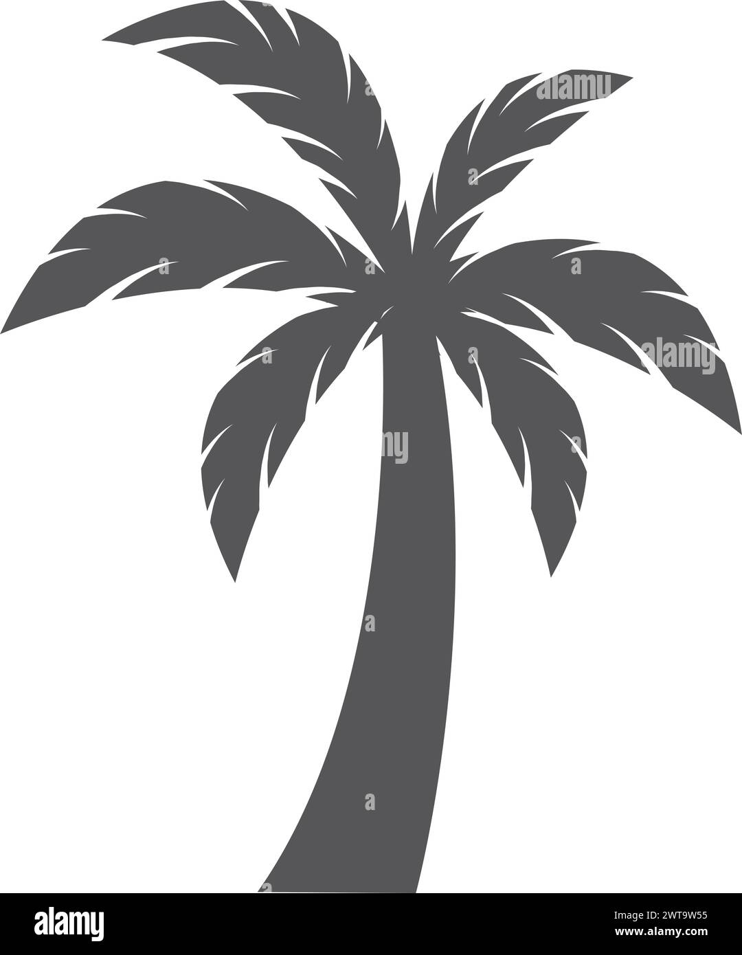 Palmensilhouette. Symbol der schwarzen Strandpflanze Stock Vektor