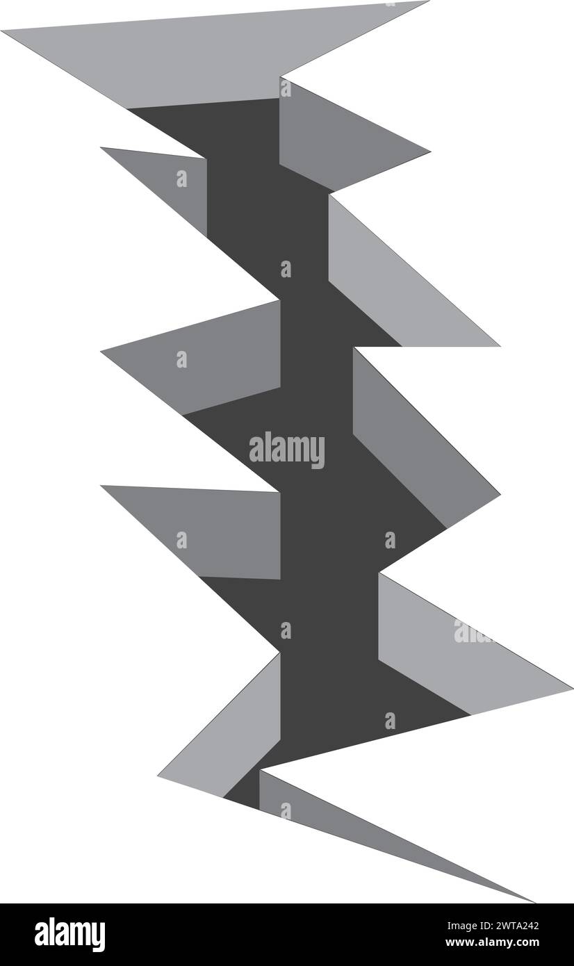 Realistischer Riss. Flächentrennung. Zerstörendes Erdbeben Stock Vektor