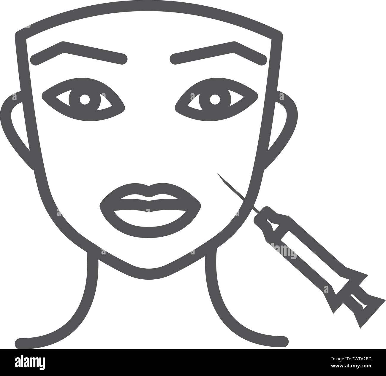 Symbol „Flächeninjektion“. Das weibliche Beauty-Anti-Age-Verfahren Stock Vektor