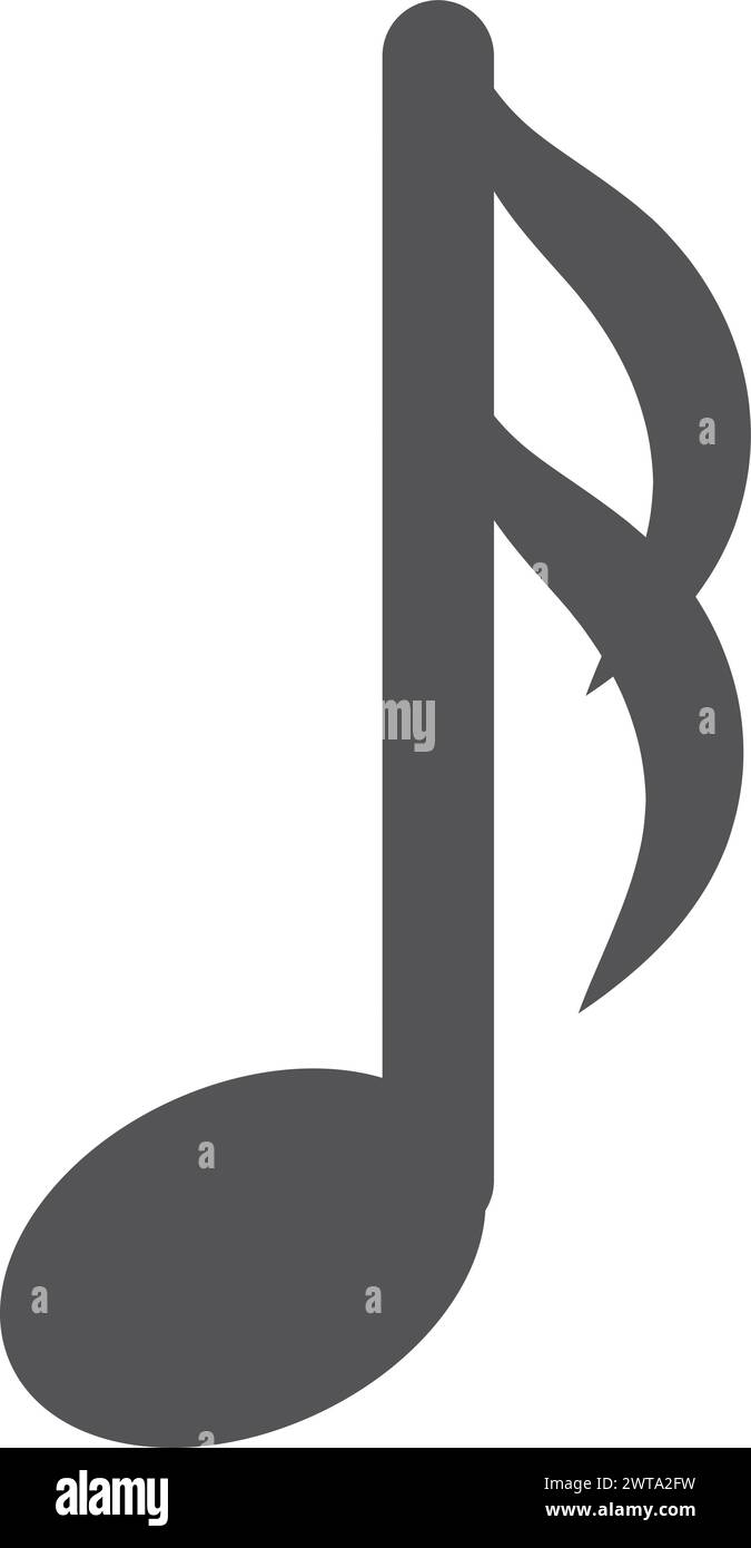 Schwarzes Symbol für Semiquaver-Notenzeichen. Melodiesymbol Stock Vektor