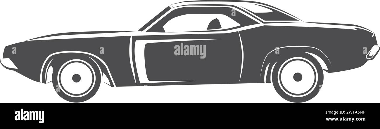 Schwarze Silhouette im Retro-Auto. Altes Coupé-Symbol Stock Vektor