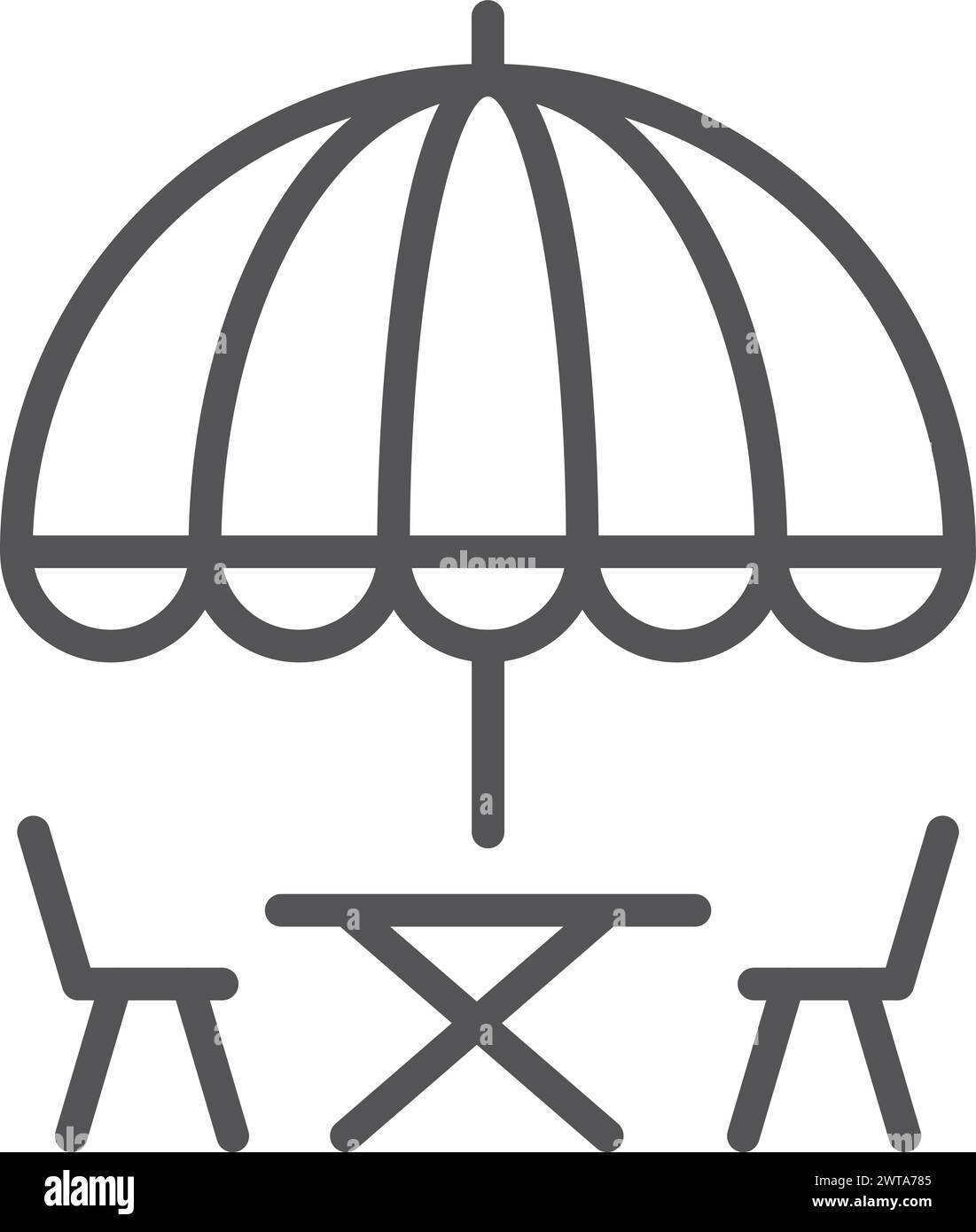 Straßencafé-Tisch, Sonnenschirmlinie im Freien Stock Vektor