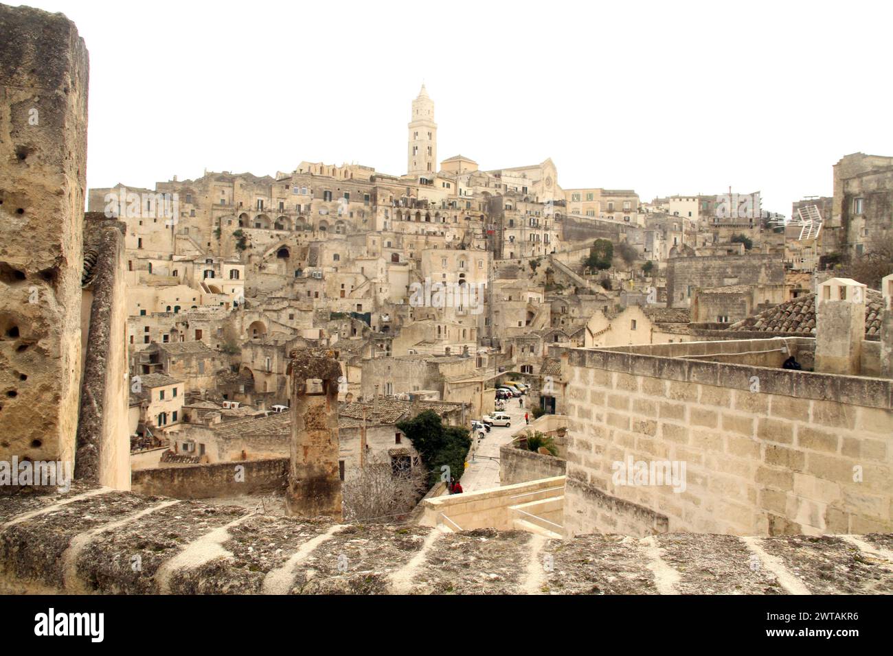 Matera, Italien. Blick auf die alte Sassi di Matera. Stockfoto