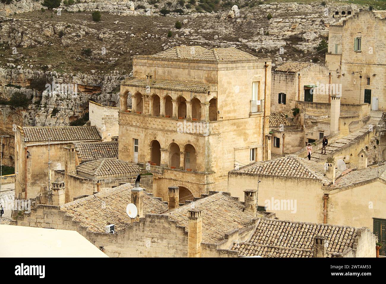 Außenansicht des Palazzo del Casale in Matera, Italien Stockfoto