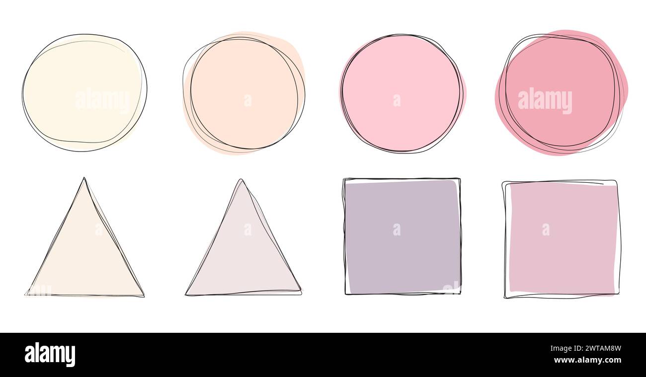 Set von Hintergrundelementen für abstrakte geometrische Form aus Kreis, Rechteck und Dreieck Stock Vektor
