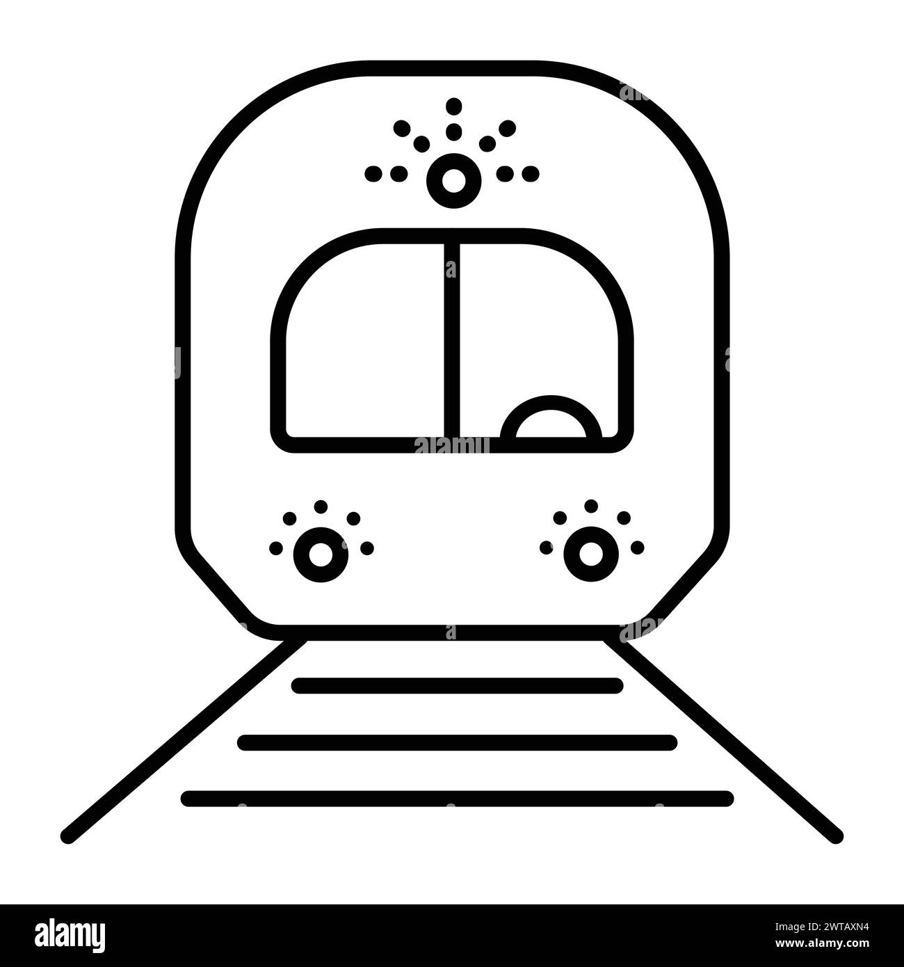 Zug, schwarze Linie Vektor-Symbol, U-Bahn-Wagon-Schild, U-Bahn-Lokomotive-Symbol Stock Vektor