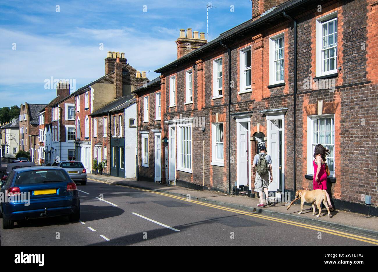 Ein Paar wandernder Hund auf einer Wohnstraße - Berkhamsted, Borough of Dacorum, Hertfordshire, Großbritannien Stockfoto