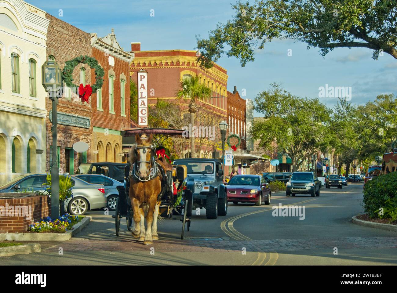 Centre Street im historischen Viertel von Fernandina Beach auf Amelia Island in Florida Stockfoto