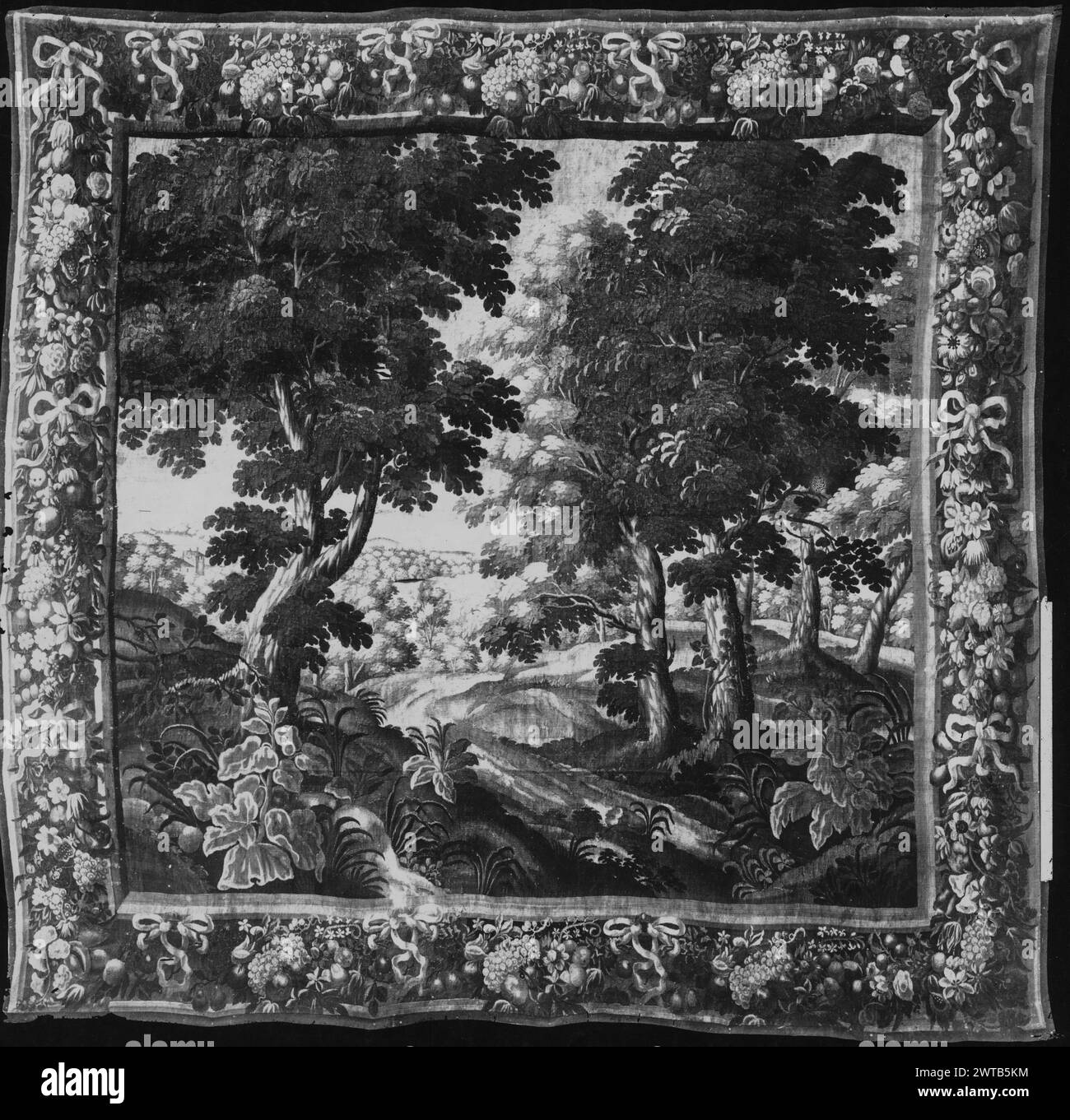 Querformat. Unbekannt ca. 1670 Gobelin Materialien/Techniken: Unbekannt Kultur: Flämisches Weberzentrum: Brüssel Verwandte Werke: Kompositorischer ähnlicher Gobelin (gleiche Zeichentrickserie & Grenze, umgekehrt): Patrimonio Nacional, Brüssel, Embajada de España, A. 361-12176 Stockfoto